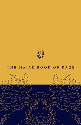 Book cover: gold and navy design with flames and a face.