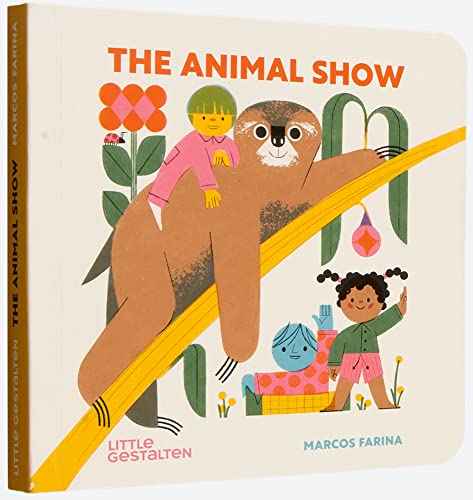 Book cover with illustrated children, sloth, and colorful floral design.