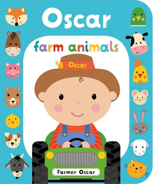 Children’s book cover featuring a smiling boy with farm animals.