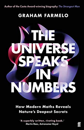 Book cover: “The Universe Speaks in Numbers” with abstract colorful swirls.