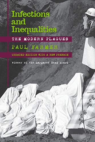 Book cover depicting figures under white sheets, with text “Infections and Inequalities.”