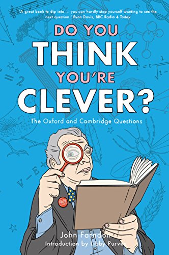 Book cover: "Do You Think You're Clever?" with illustration of a man and magnifying glass.