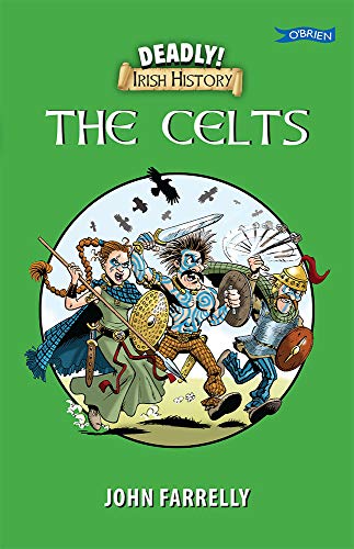 Book cover depicting three cartoon Celtic warriors with weapons.