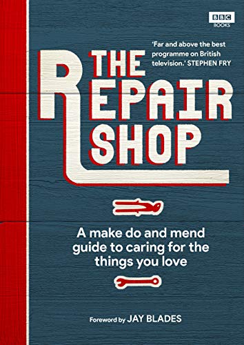 Book cover for "The Repair Shop" handbook, with red and navy design.