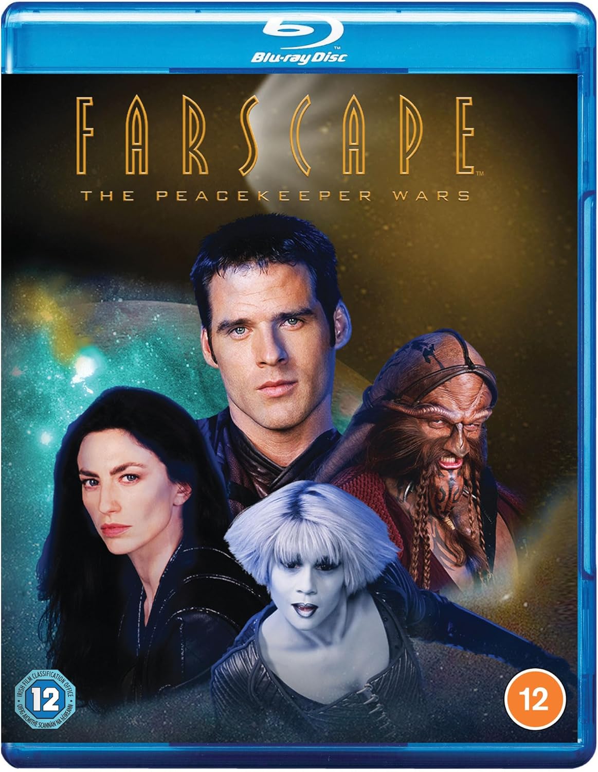 “Farscape: The Peacekeeper Wars” Blu-ray cover featuring character portraits.