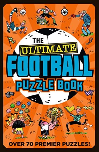 Cartoon football players surround a soccer ball and book title.
