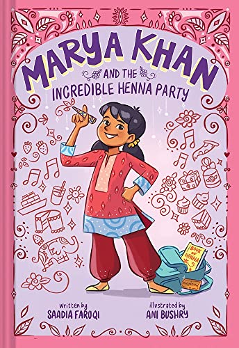 Book cover featuring a young girl applying henna, with colorful floral designs.