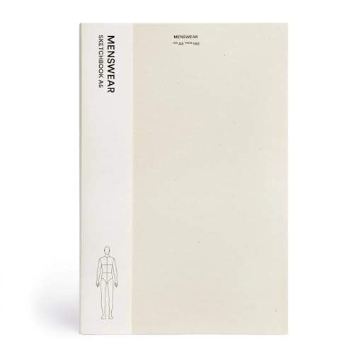 A5 Fashionary menswear sketchbook with a cream cover and a male figure template.