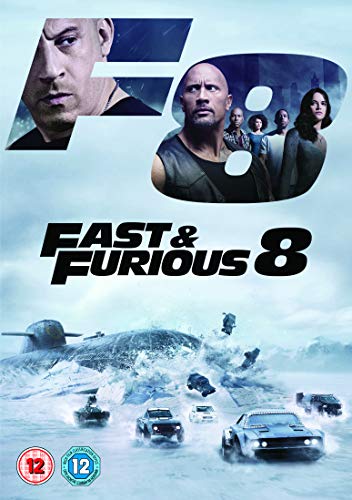 Fast and Furious 8 DVD cover featuring the cast above cars on ice.