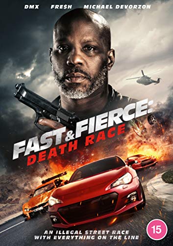 DVD cover for "Fast & Fierce: Death Race" featuring DMX and racing cars.