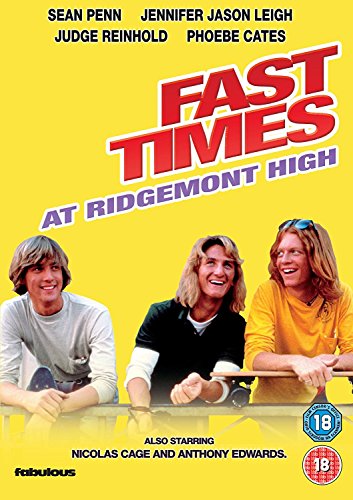 DVD cover for "Fast Times at Ridgemont High" featuring three young men.