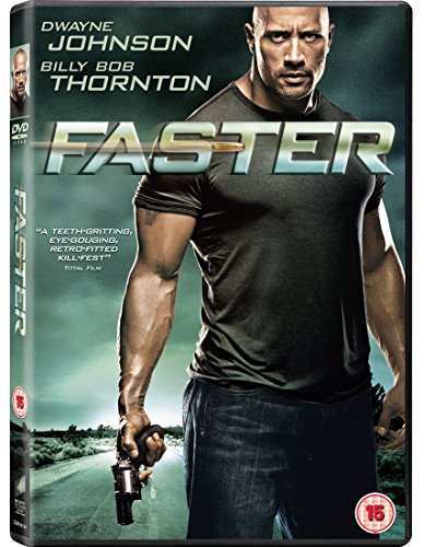 DVD case with Dwayne Johnson holding a gun, titled "Faster".