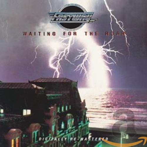 Album cover showing a building by the sea under a bright lightning strike.