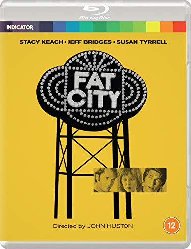 Fat City" Blu-ray cover with a neon sign, and three portrait photos.
