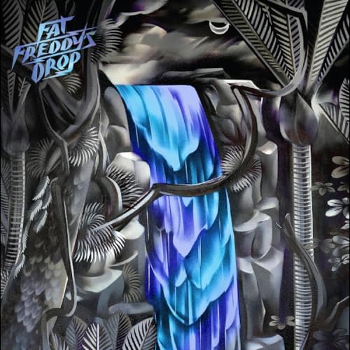Album cover with stylized waterfall and dark, leafy jungle imagery.