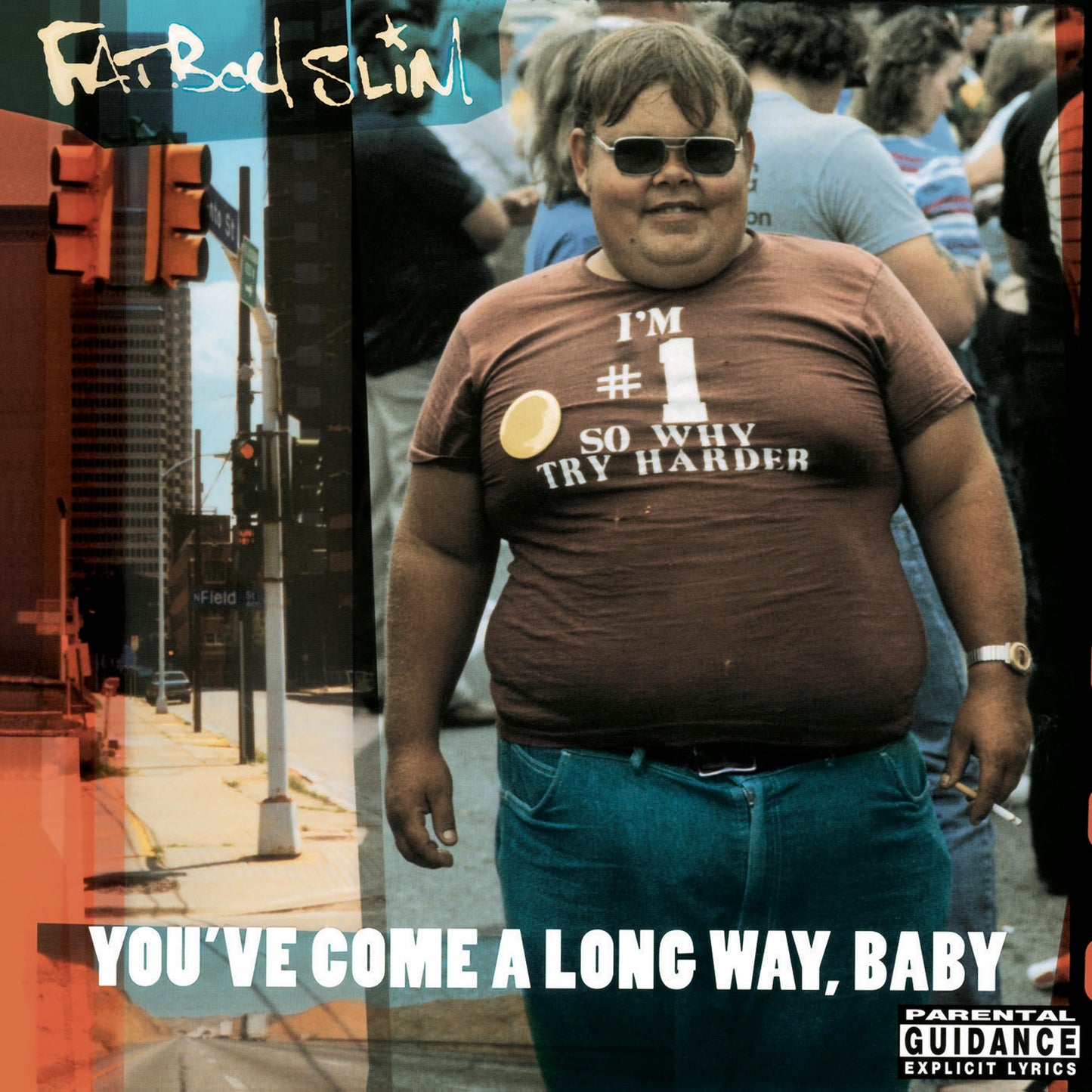 CD cover featuring a man in sunglasses and a brown t-shirt on a street.