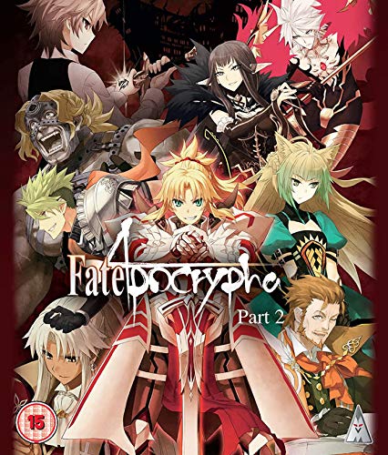 Blu-ray cover for “Fate/apocrypha Pt 2” featuring multiple anime characters.