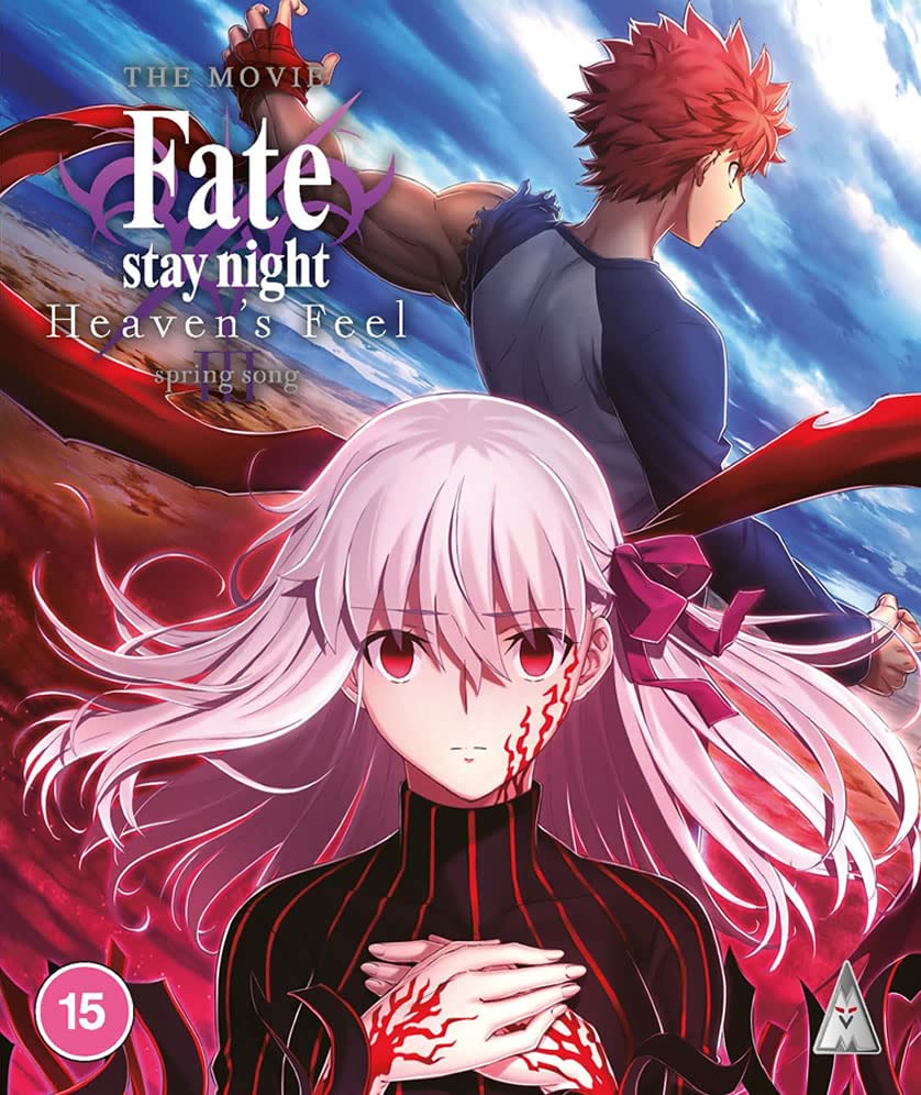 Anime Blu-ray cover featuring characters with red and pink hair, blood-stained faces and clothes.