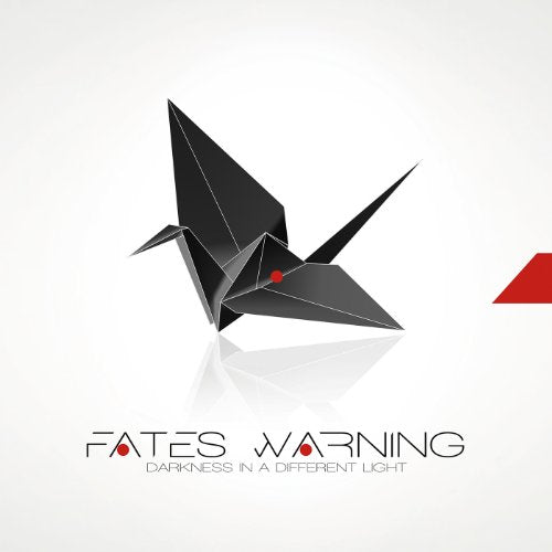 Black origami bird with red accent on a white background.