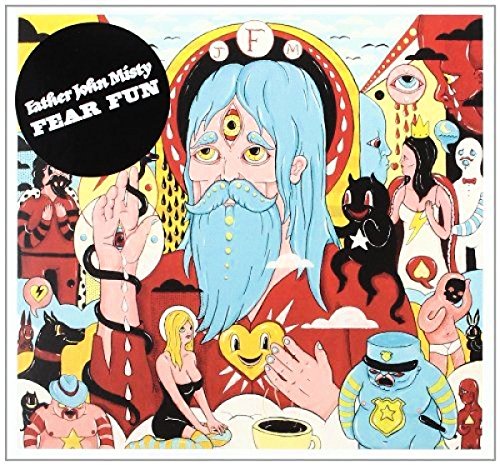 Album cover for Father John Misty’s “Fear Fun” featuring surreal, colorful artwork.