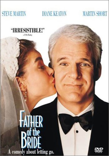 DVD cover for "Father of the Bride" featuring a bride kissing a man in a tuxedo.