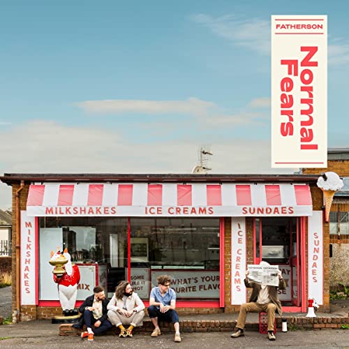 Album cover for Fatherson's "Normal Fears" featuring an ice cream shop facade.