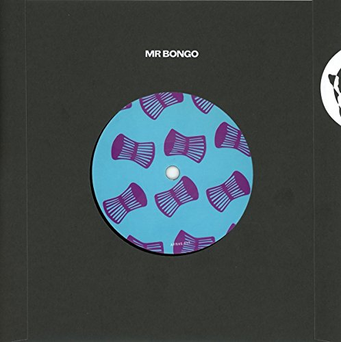 A vinyl record sleeve with a blue and purple patterned record on a dark background.
