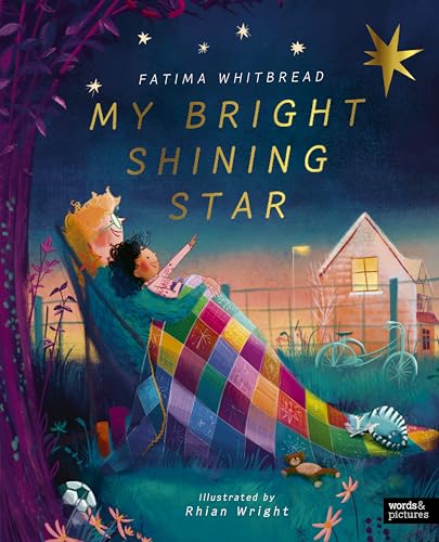 Book cover: child pointing at a bright star, cozy nighttime scene.
