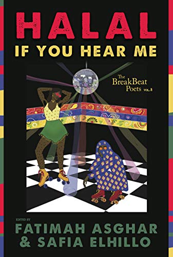 Book cover: “Halal If You Hear Me” with illustrated figures on skates.