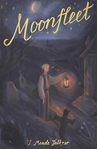 Book cover illustration of a boy holding a lantern in a graveyard at night.