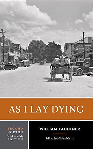 Book cover: “As I Lay Dying” by William Faulkner, with a vintage photo.