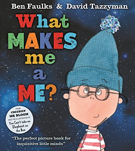 Book cover: illustrated child with blue hat and glasses, colorful title.