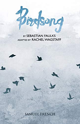 Book cover for "Birdsong" with a grey, cloudy sky and silhouetted birds.