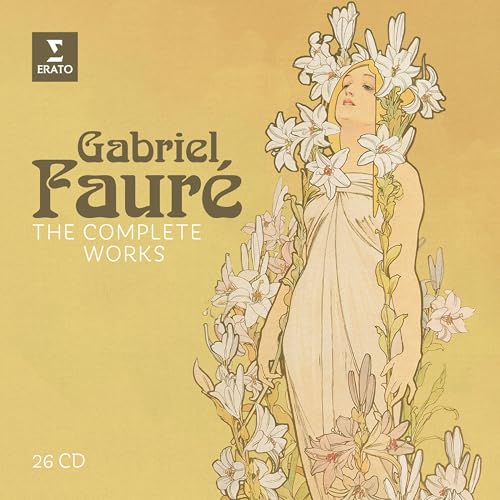 CD cover for Gabriel Fauré’s complete works, featuring a woman with lilies.