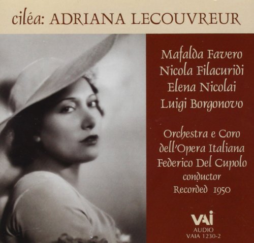 CD cover for Cilea’s “Adriana Lecouvreur” featuring a woman in a hat.