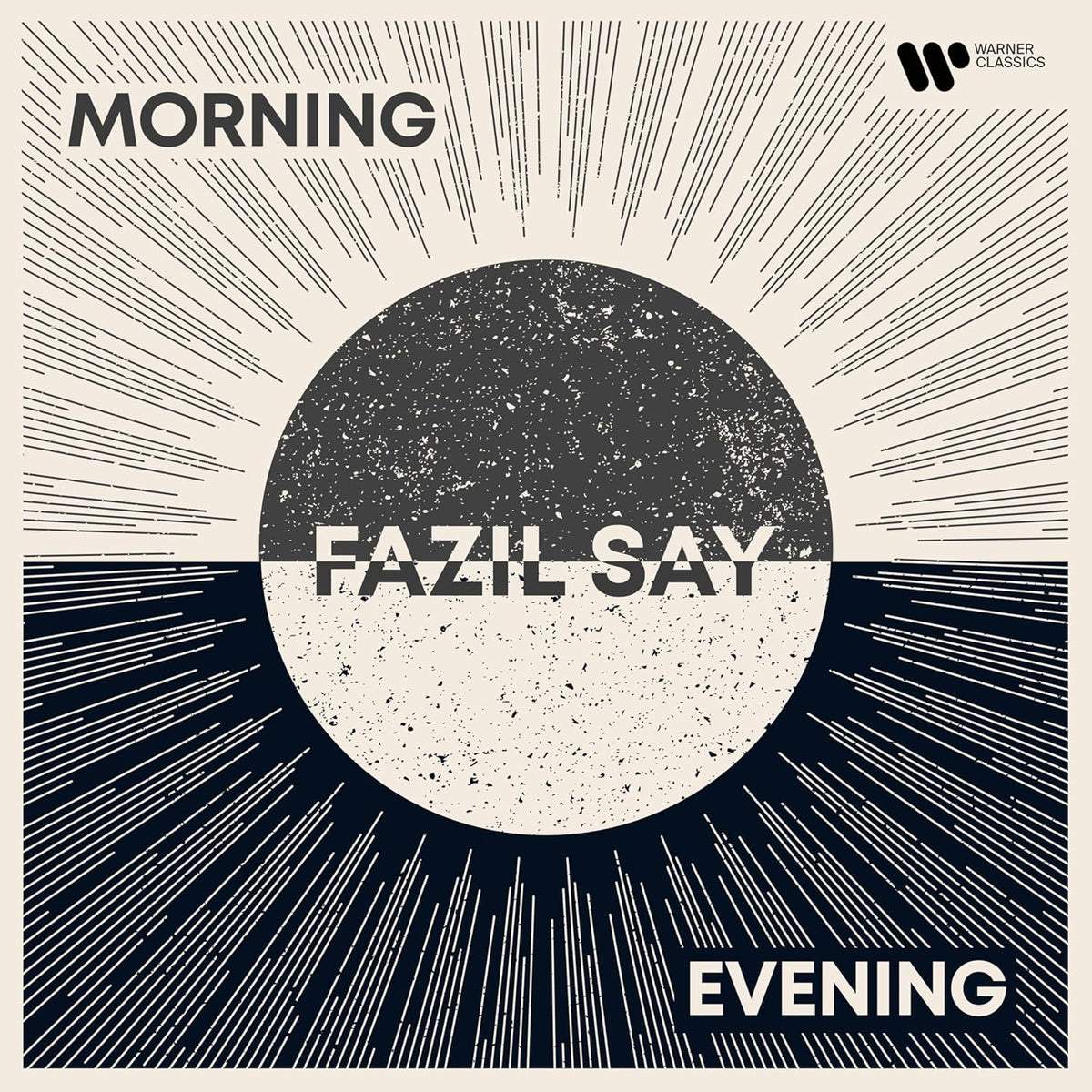 Fazil Say album cover: black and beige radial design with text.