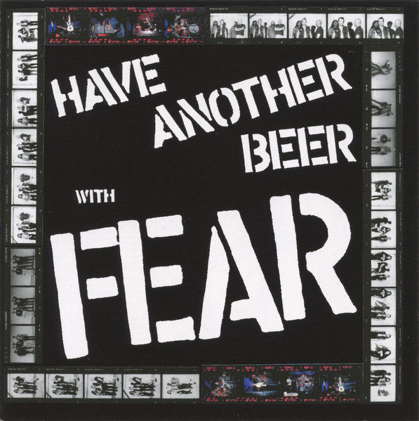 CD cover for “Fear - Have Another Beer With,” black and white design.