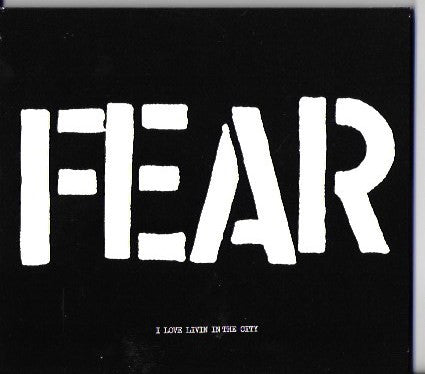 Black CD case with large, white, distressed "FEAR" text and album title.