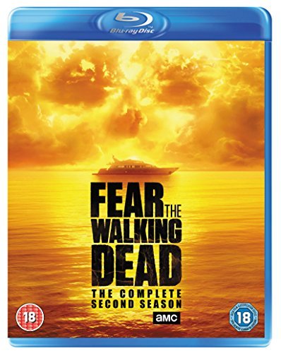 "Fear the Walking Dead Season 2" Blu-ray case with boat on orange sea cover art.