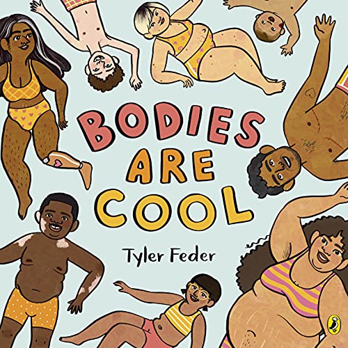 Illustrations of diverse bodies in swimsuits with the title "Bodies Are Cool.
