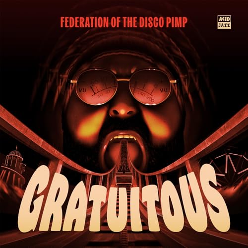 Record cover featuring a close-up of a face with sunglasses and the word "Gratuitous".