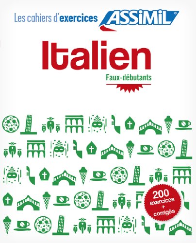 Italian language exercise book cover with green icons and red text.