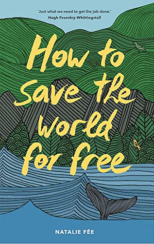 Book cover with yellow title text over ocean, forest, and whale illustration.