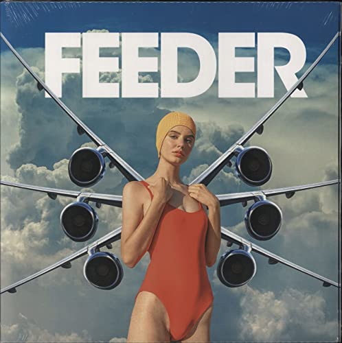 Feeder "Torpedo" vinyl album cover: woman with airplane wings, red swimsuit.