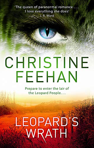 Book cover: close-up of a blue eye with leopard markings, landscape background.