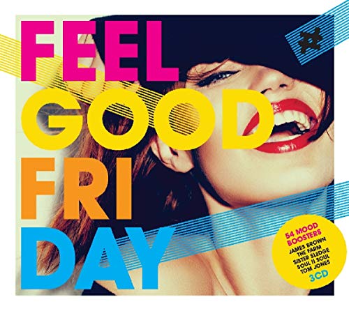 "CD cover with a smiling woman and 'Feel Good Friday' text in colorful letters."