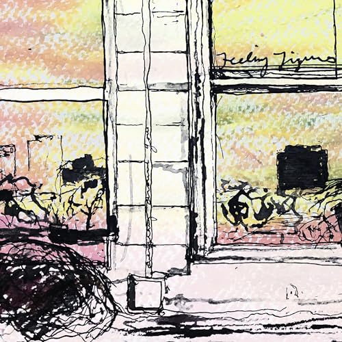 Abstract watercolor painting of a window and shadowed interior.