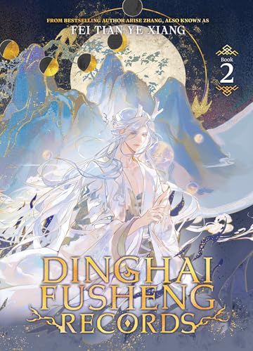 Book cover featuring an ethereal long-haired character against a background of mountains and moons.