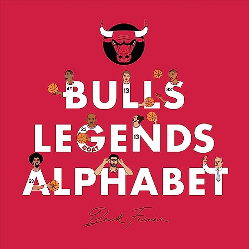 Chicago Bulls legends illustrated as letters on a red background.