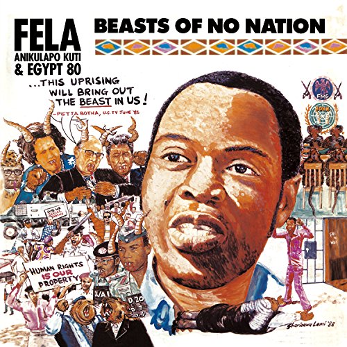 Album cover for Fela Kuti's Beasts of No Nation featuring a large painted portrait.